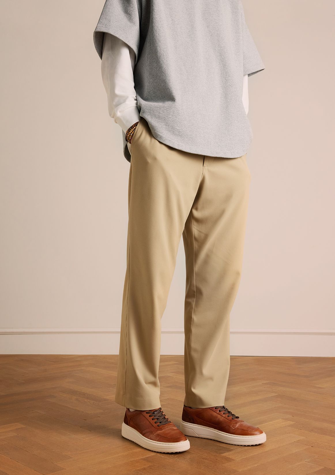 Cognac leren sneakers