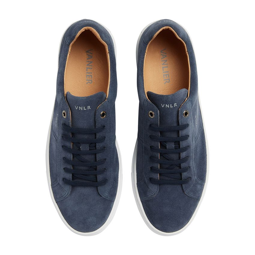 Blaue Veloursleder-Sneaker