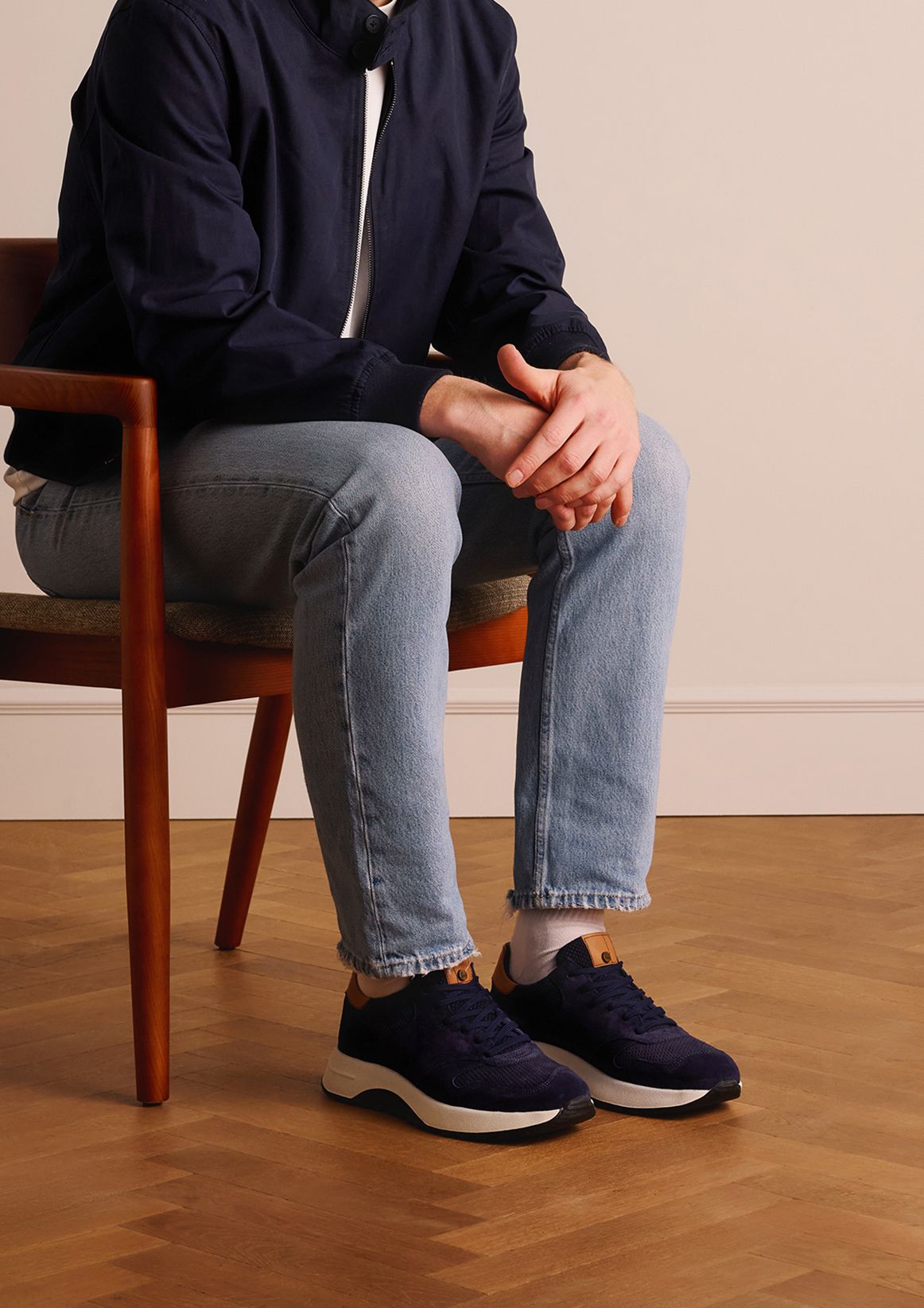 Blauwe suède sneakers