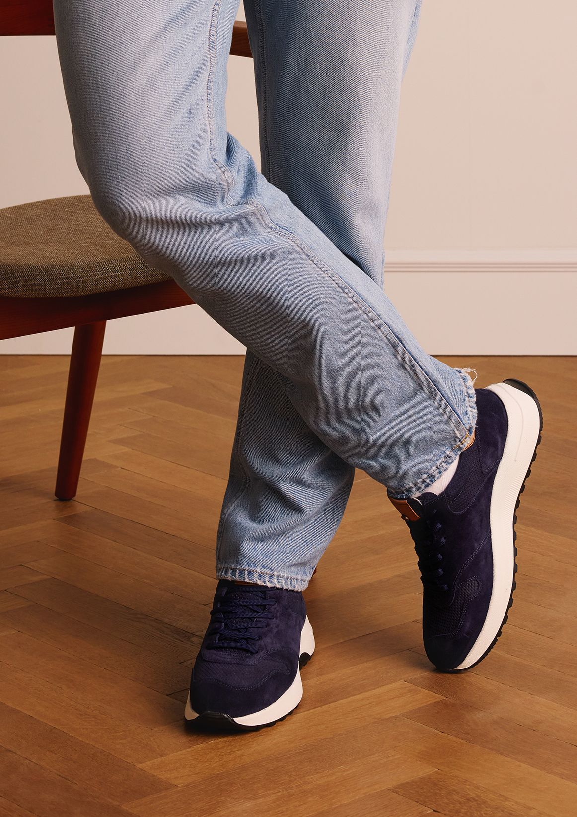 Blauwe suède sneakers