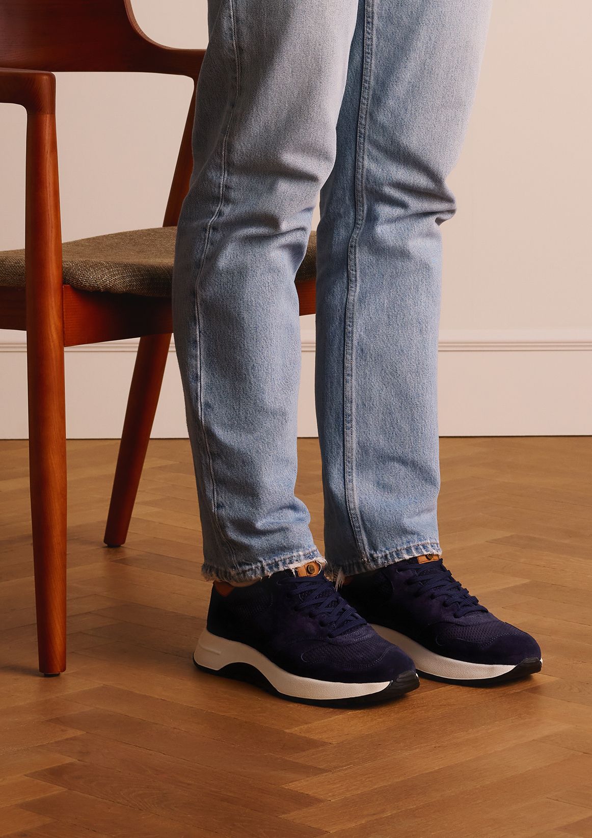 Blauwe suède sneakers
