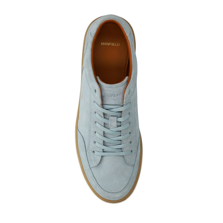 Blaue Veloursleder-Sneaker