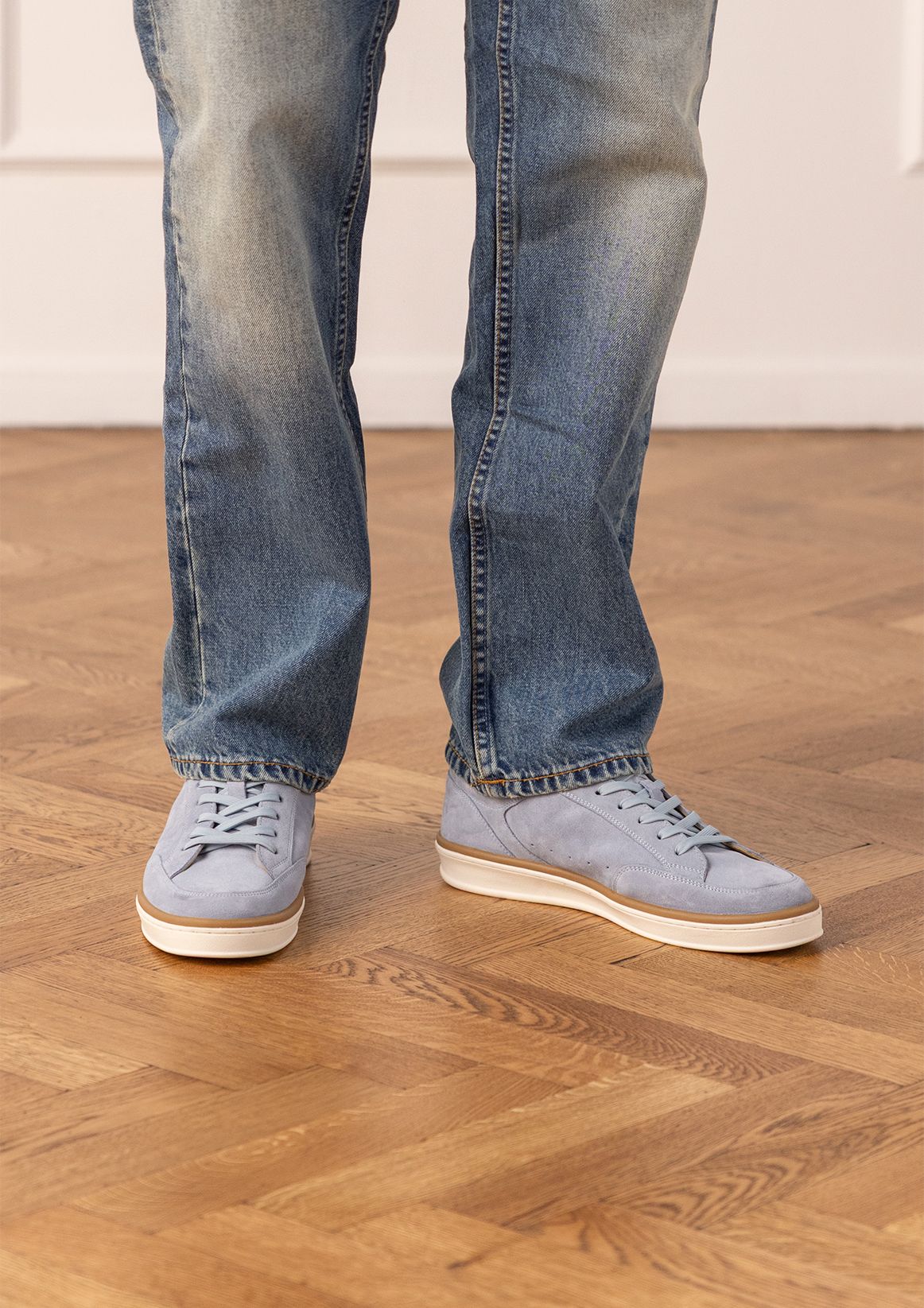 Blauwe suède sneakers