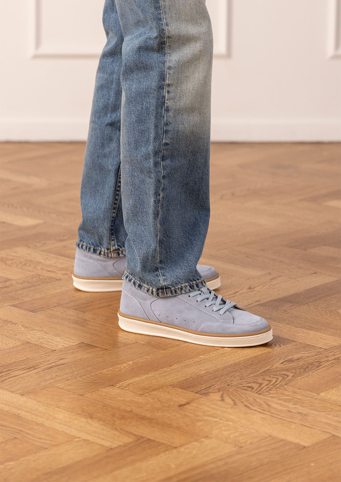 Blauwe suède sneakers