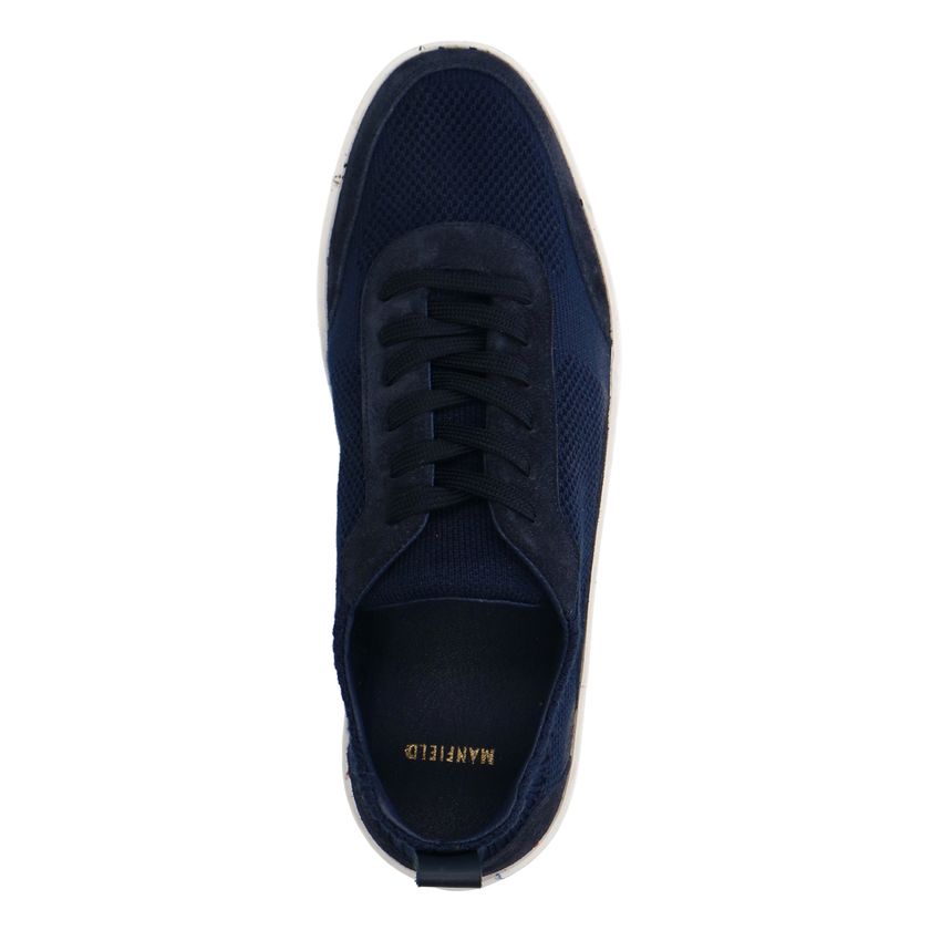 Donkerblauwe knit fabric sneakers