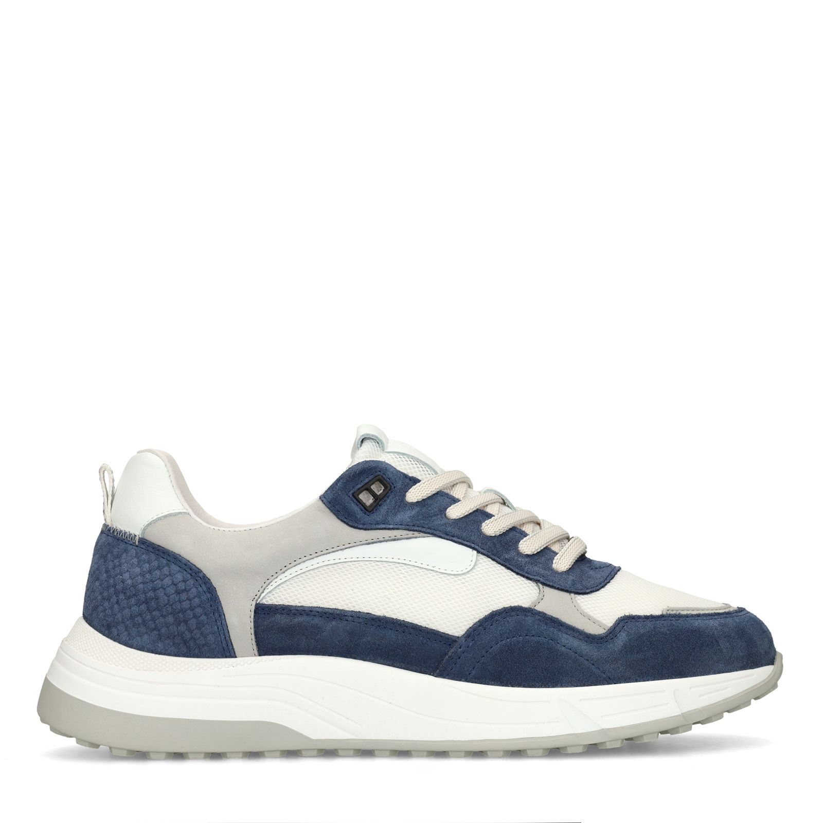 Blaue Veloursleder-Sneaker mit Glattleder-Details