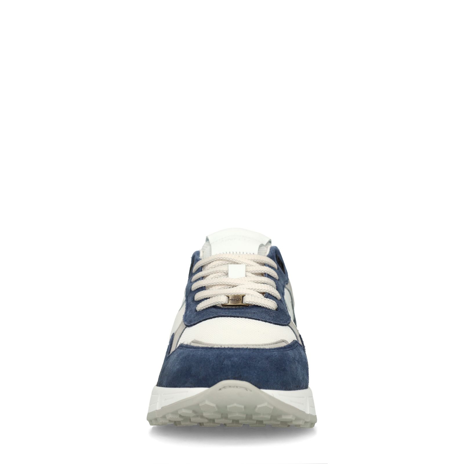 Blaue Veloursleder-Sneaker mit Glattleder-Details