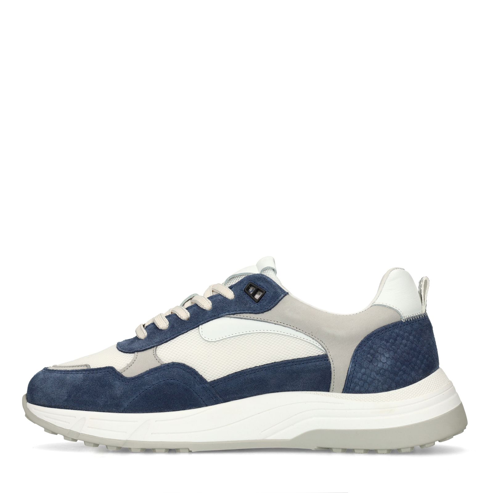 Blaue Veloursleder-Sneaker mit Glattleder-Details