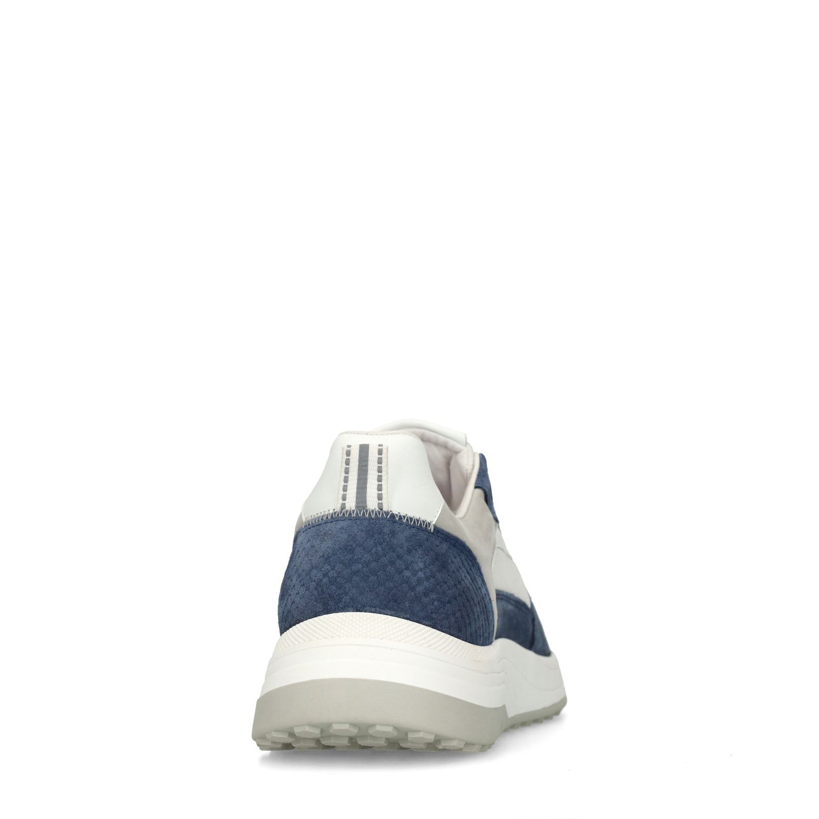 Blauwe suède sneakers met leren details