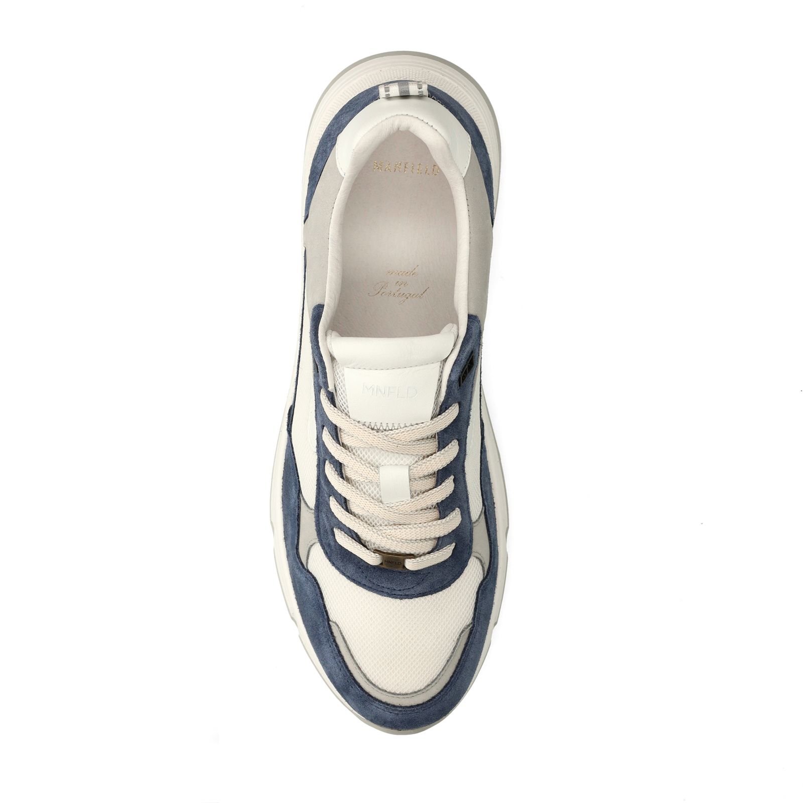Blaue Veloursleder-Sneaker mit Glattleder-Details