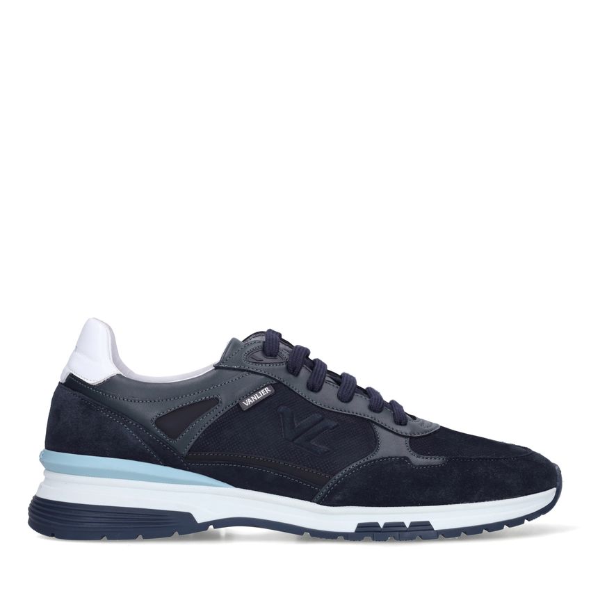 Dunkelblaue Veloursleder-Sneaker