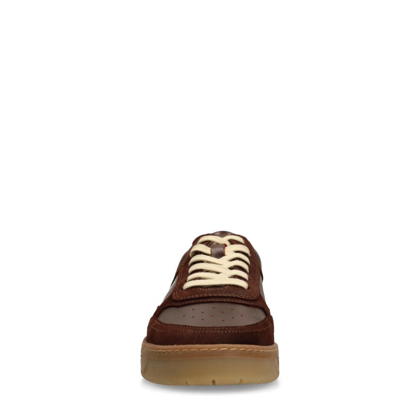 Burgundy leren sneakers met suède details
