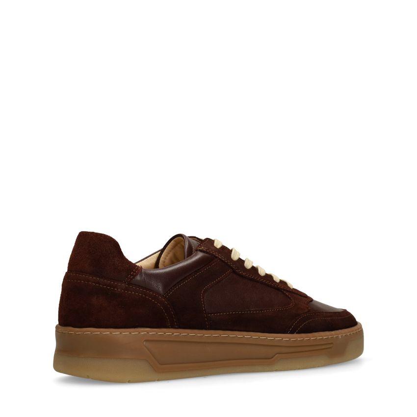 Bordeauxrote Ledersneaker mit Veloursleder-Details
