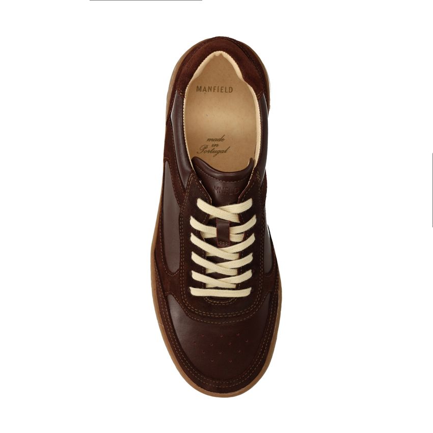 Burgundy leren sneakers met suède details