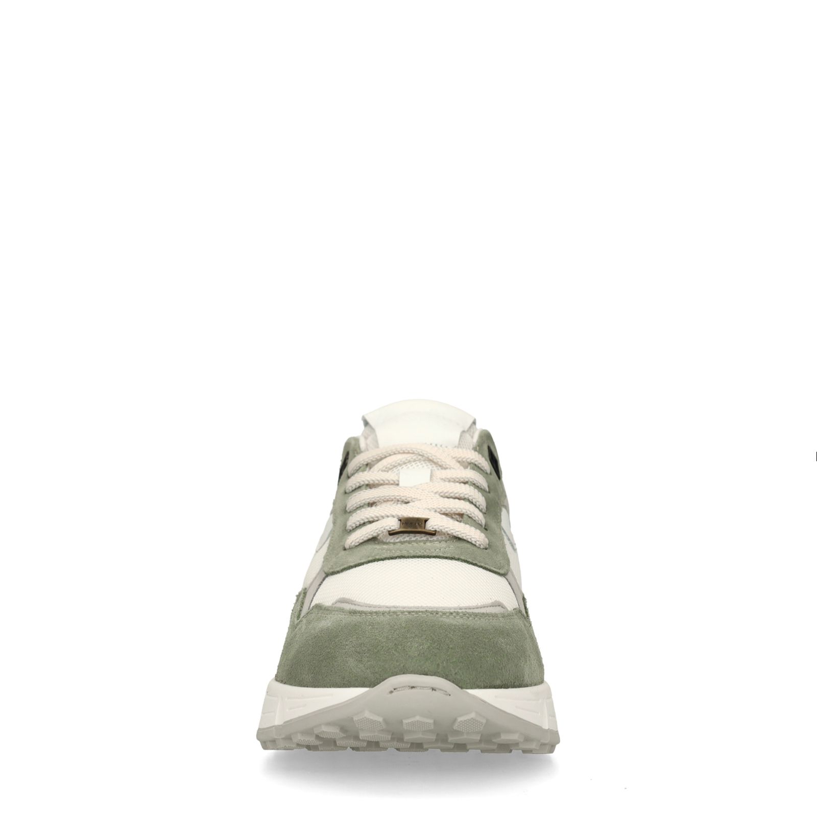 Grüne Ledersneaker mit Veloursleder-Details