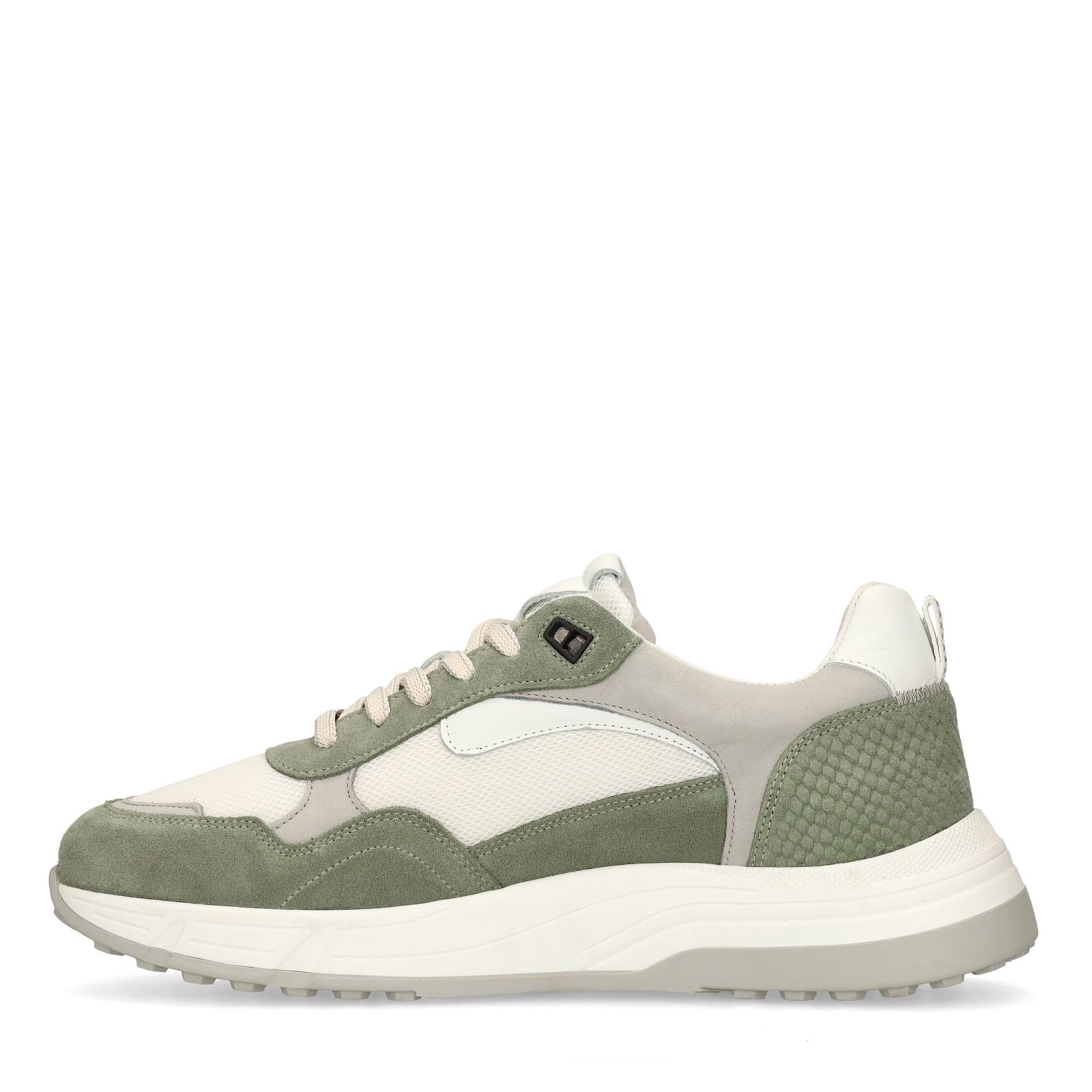 Groene leren sneakers met suède details