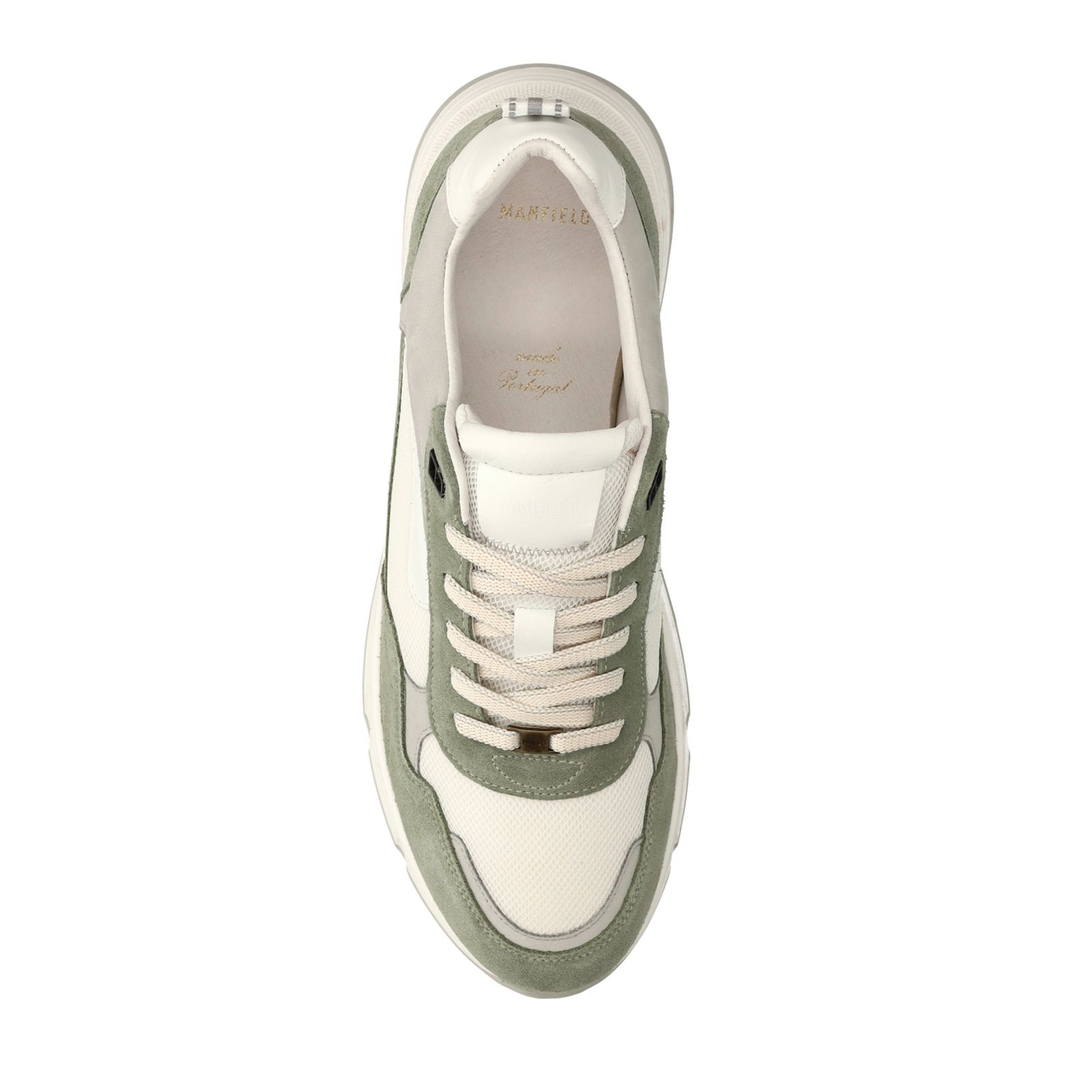 Groene leren sneakers met suède details