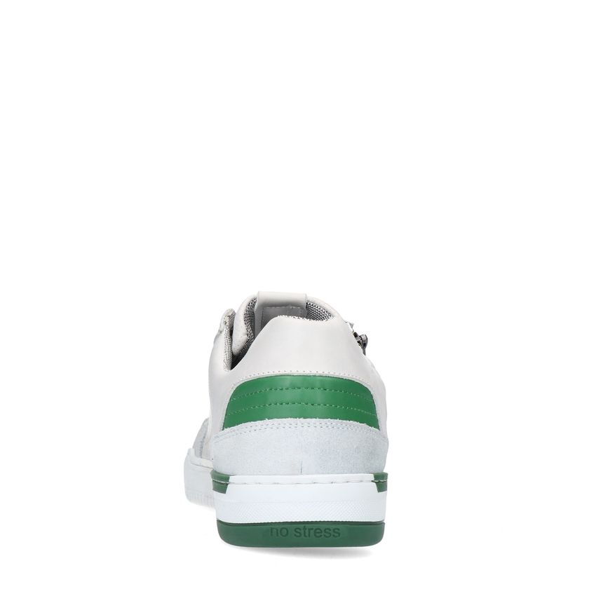 Witte nubuck sneakers met ritsdetail