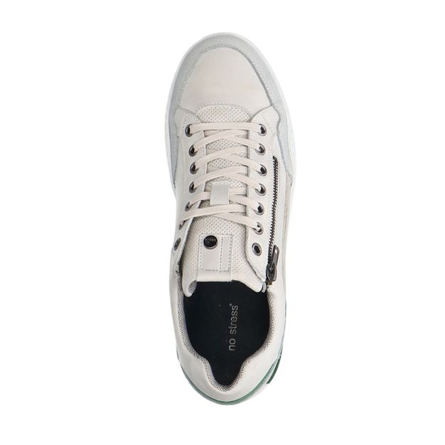 Weiße Nubuk-Sneaker mit Reißverschluss