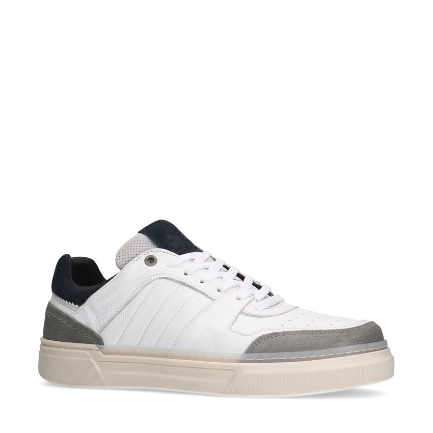 Witte leren sneakers met zwarte details