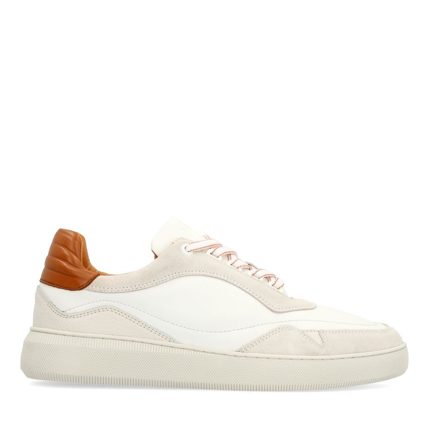 Witte leren sneakers met beige details