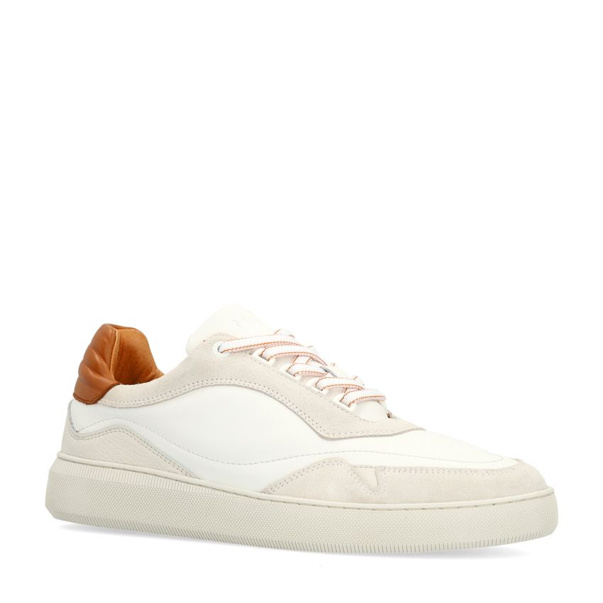 Witte leren sneakers met beige details