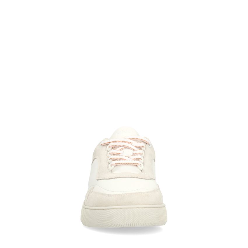 Witte leren sneakers met beige details