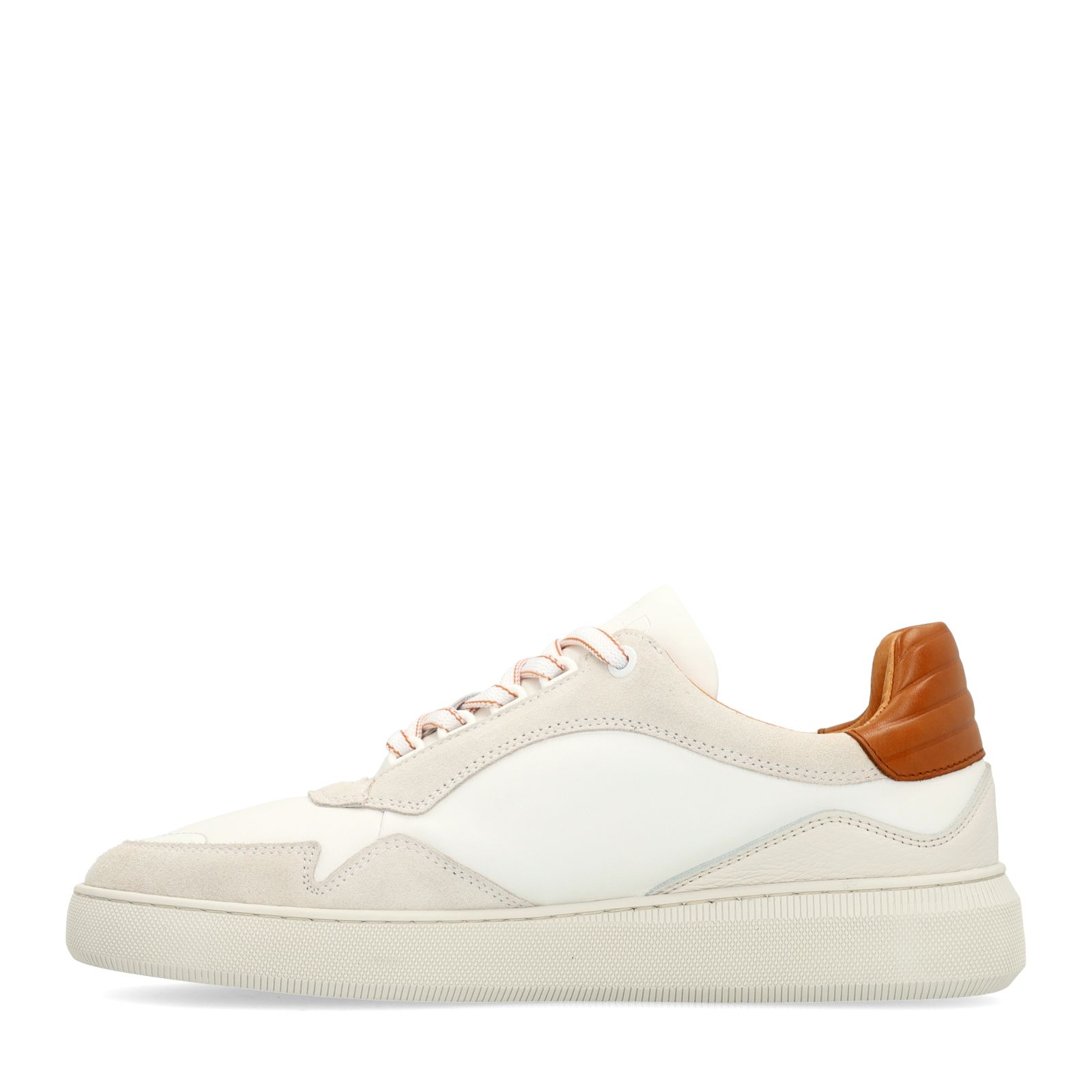Witte leren sneakers met beige details