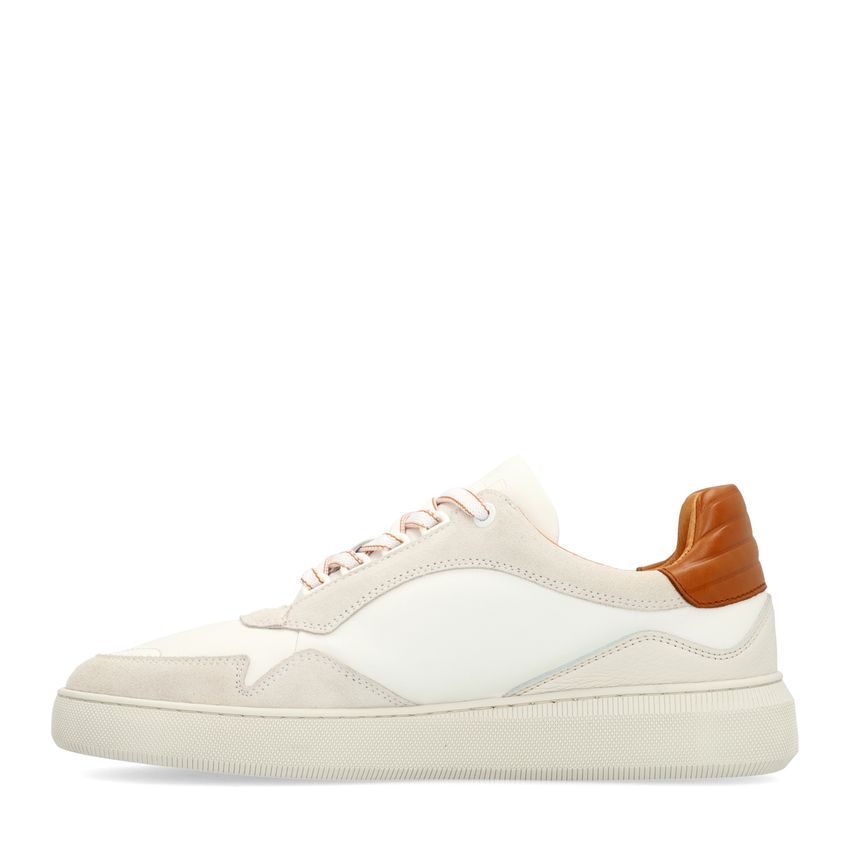 Witte leren sneakers met beige details