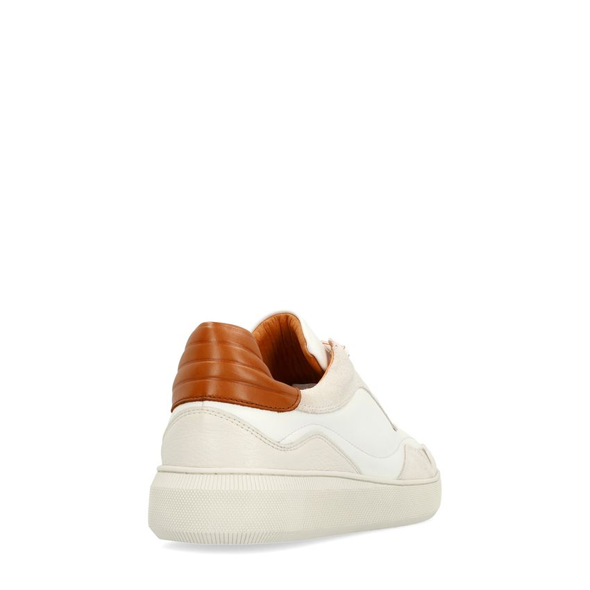 Witte leren sneakers met beige details