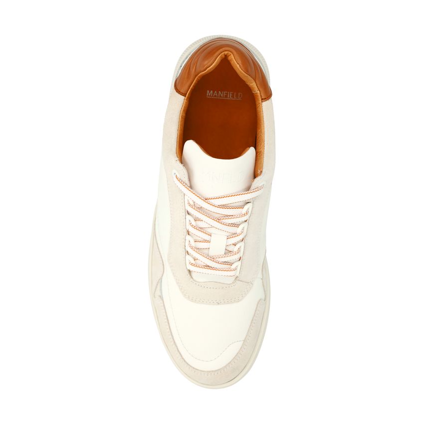 Witte leren sneakers met beige details