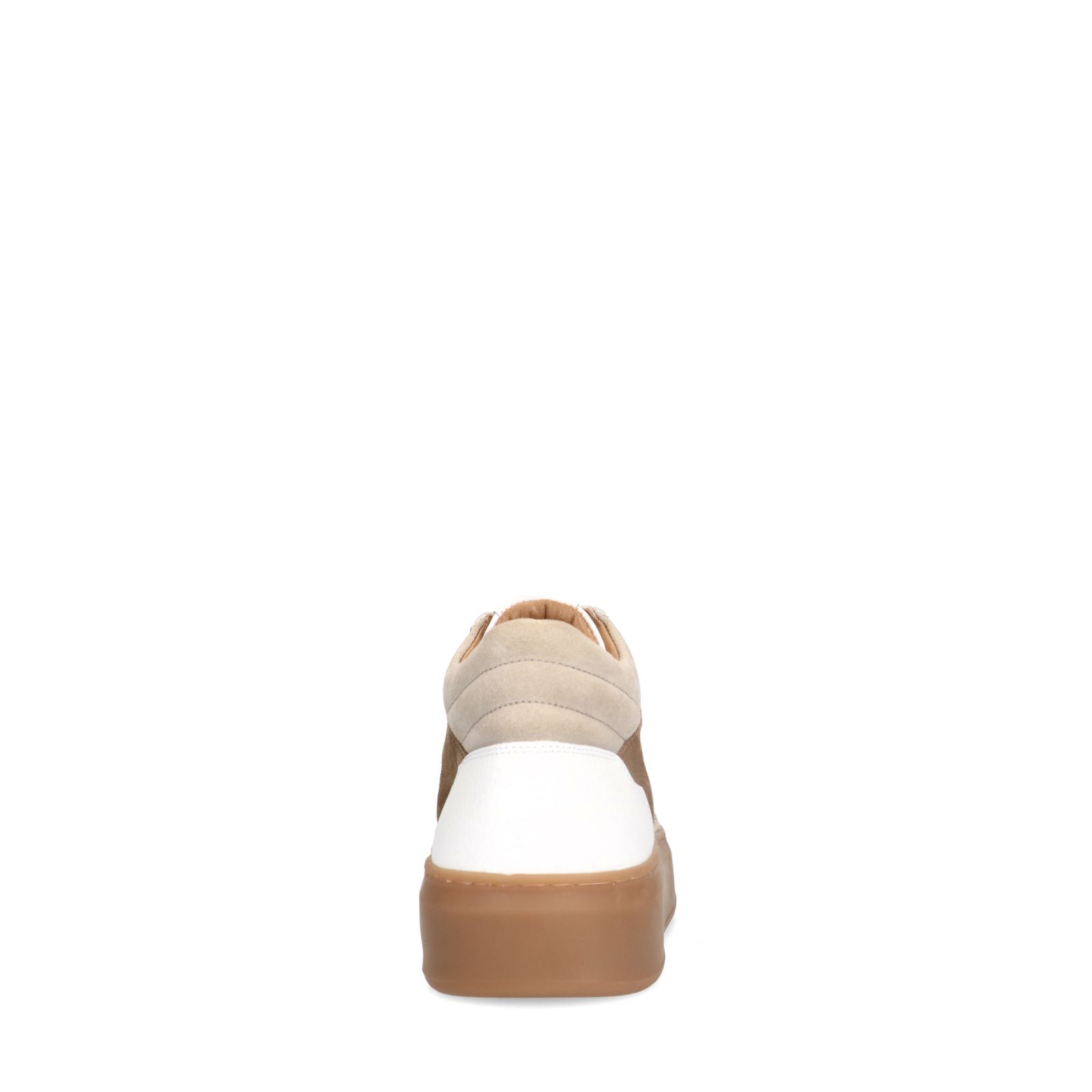 Weiße Ledersneaker mit braunen Veloursleder-Details
