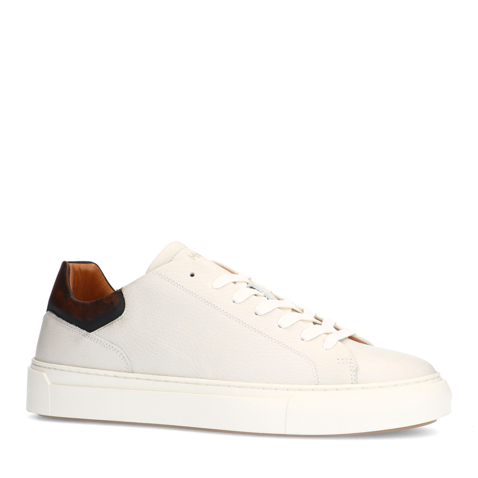 Off white leren sneakers met bruine details