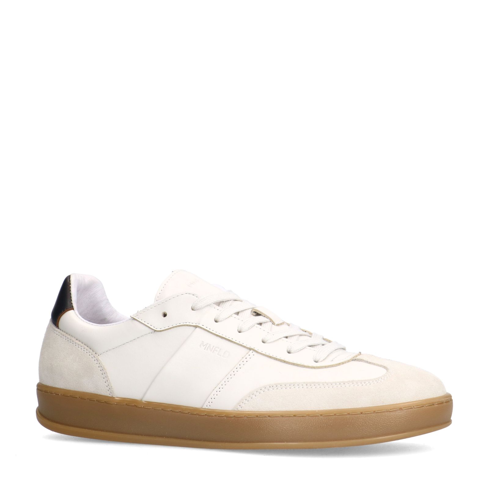 Off white leren sneakers met suède details