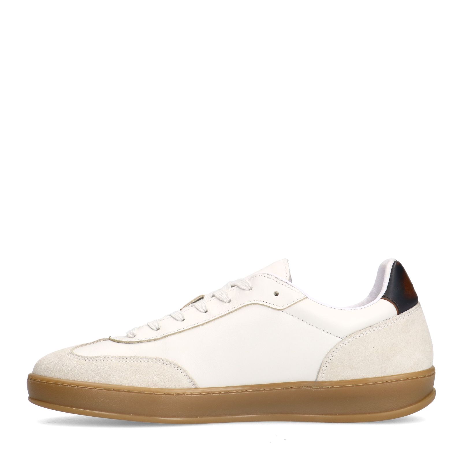 Off white leren sneakers met suède details