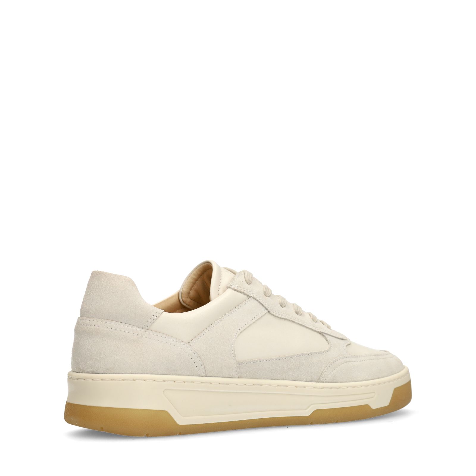 Offwhite Ledersneaker mit Veloursleder-Details