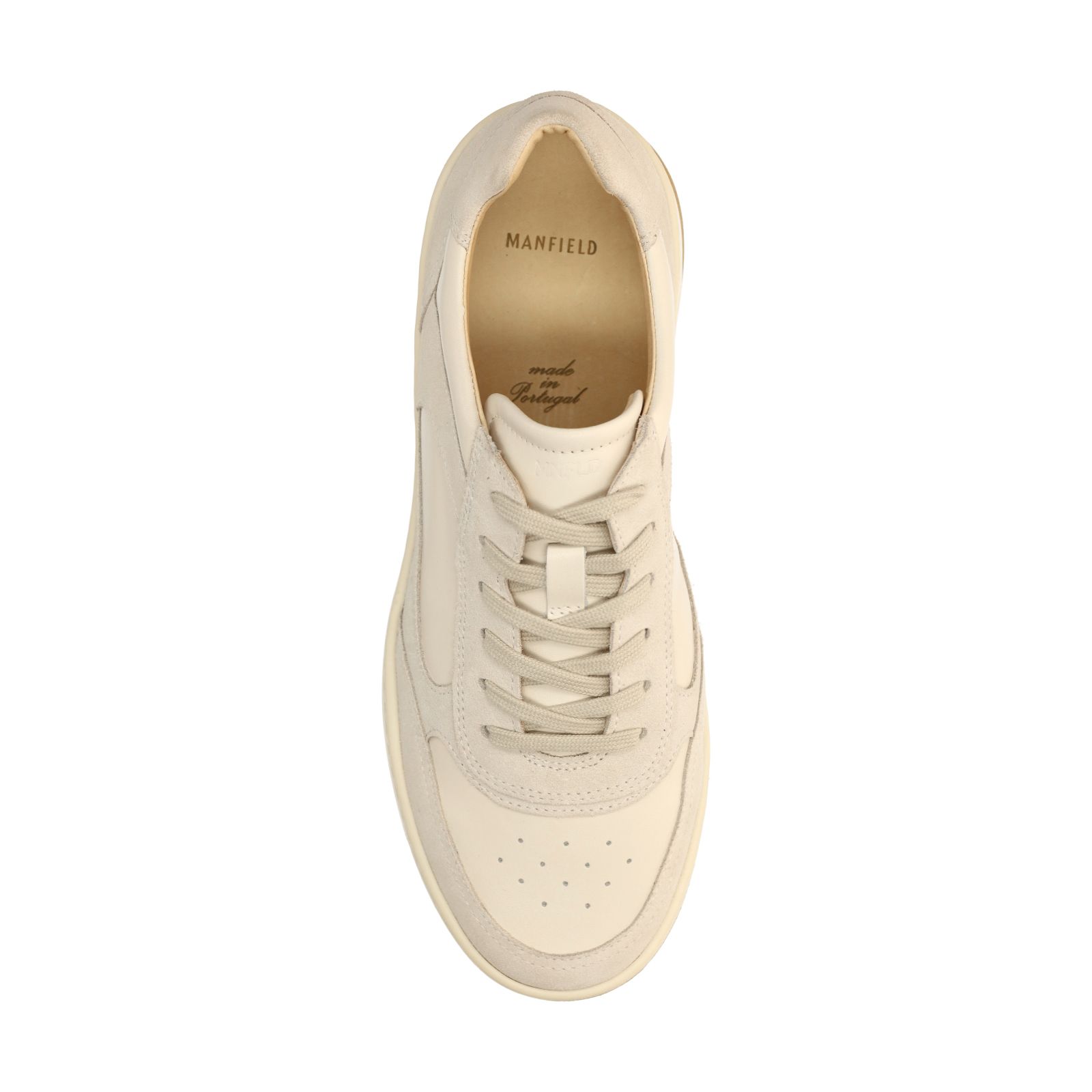 Offwhite Ledersneaker mit Veloursleder-Details