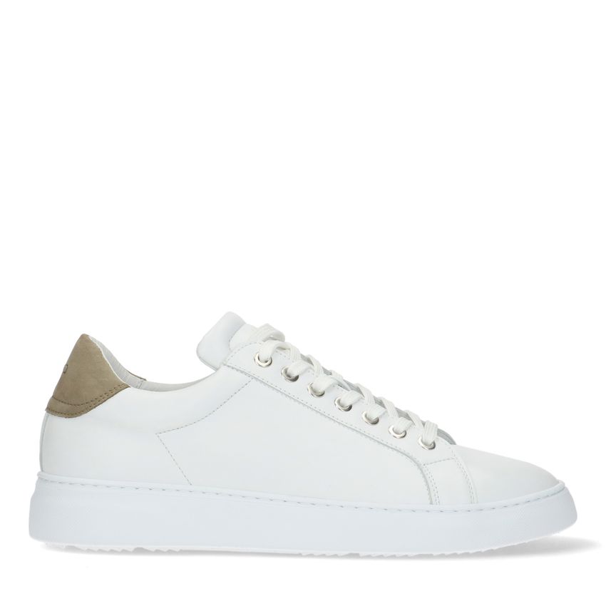 Witte leren sneakers met taupe detail