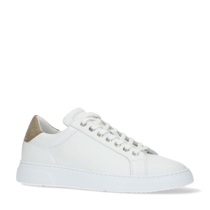 Witte leren sneakers met taupe detail