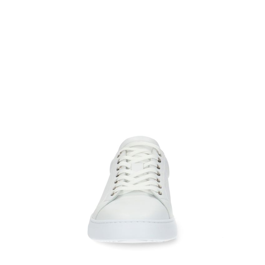 Witte leren sneakers met taupe detail