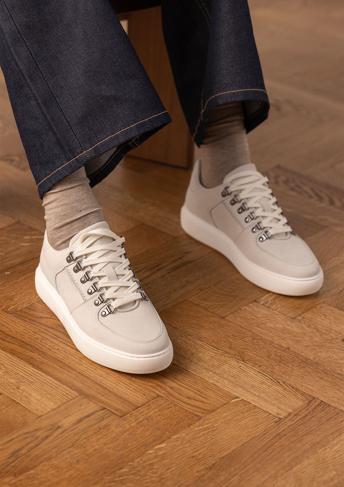 Off white nubuck sneakers