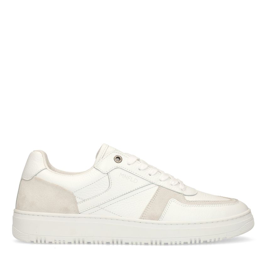 Witte leren sneakers met suède details