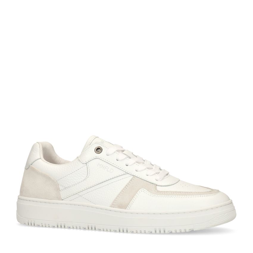 Witte leren sneakers met suède details