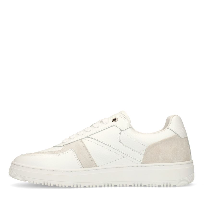 Witte leren sneakers met suède details
