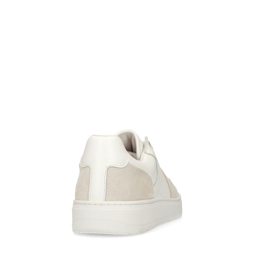 Witte leren sneakers met suède details