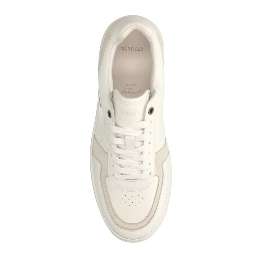 Witte leren sneakers met suède details