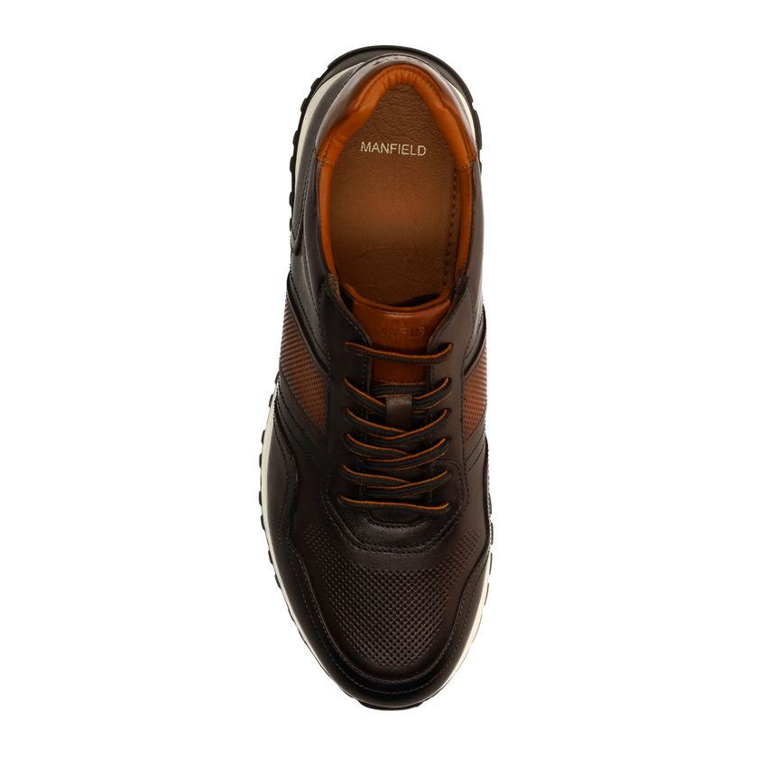 Grijze leren sneakers