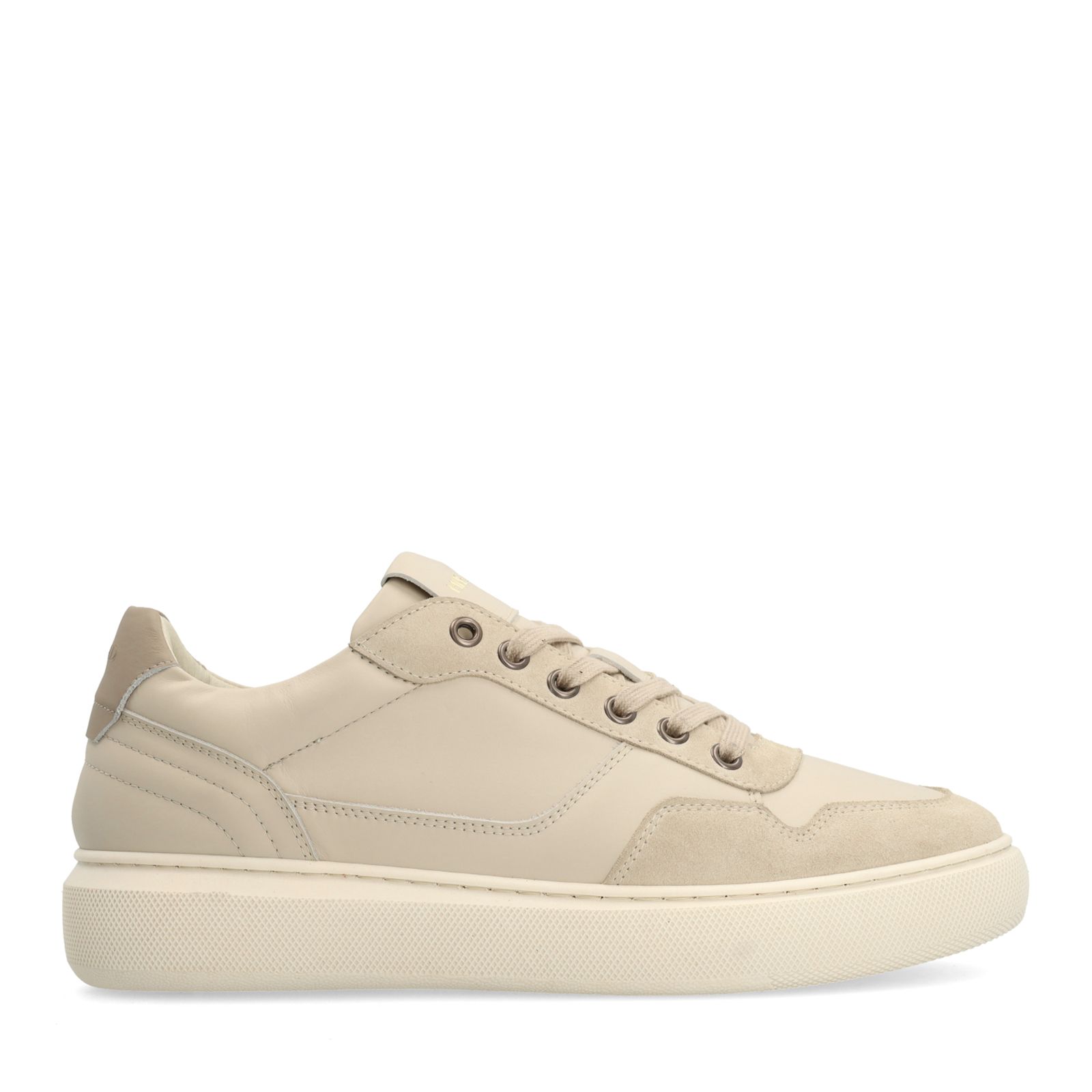 Beigefarbene Veloursleder-Sneaker