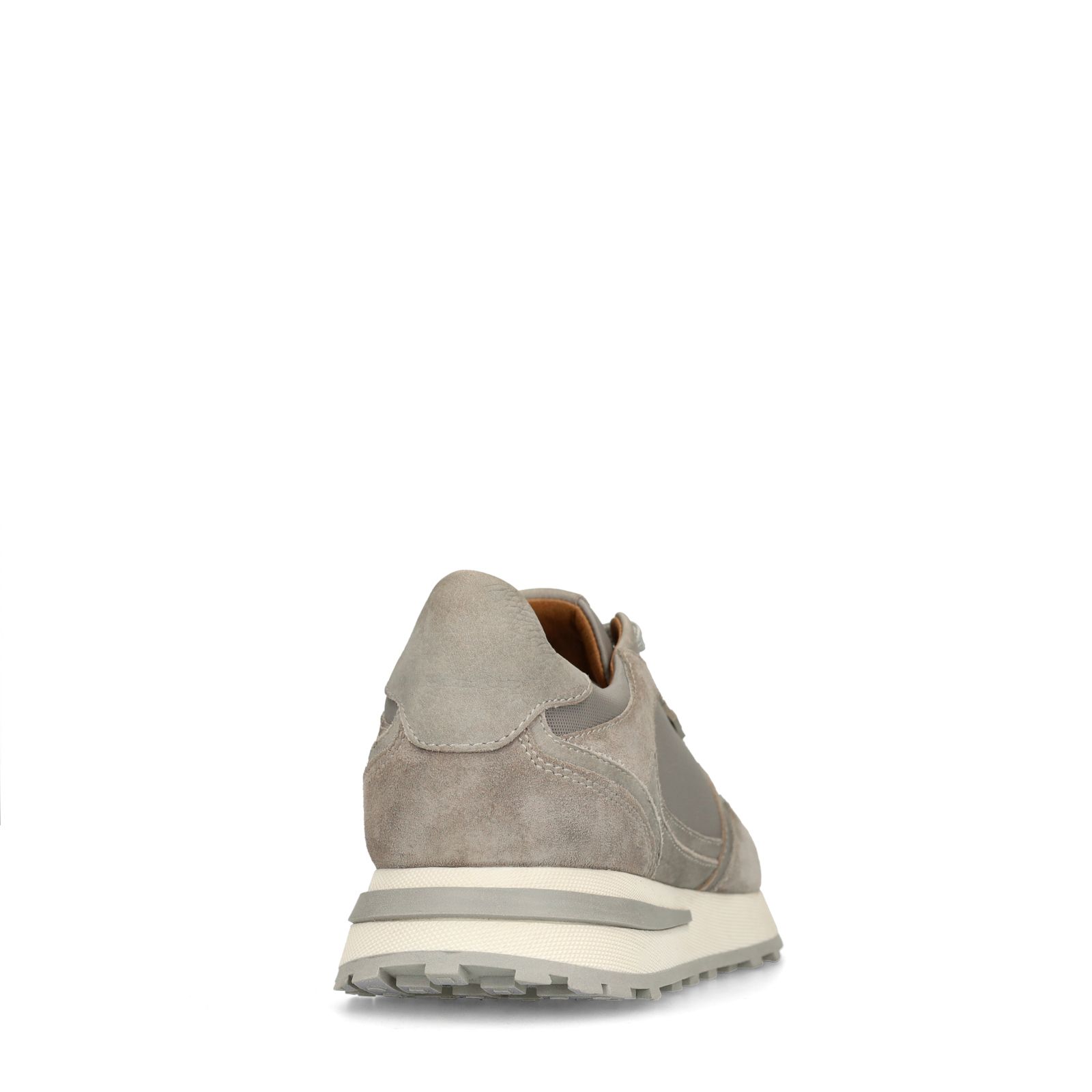 Graue Ledersneaker mit Veloursleder-Details