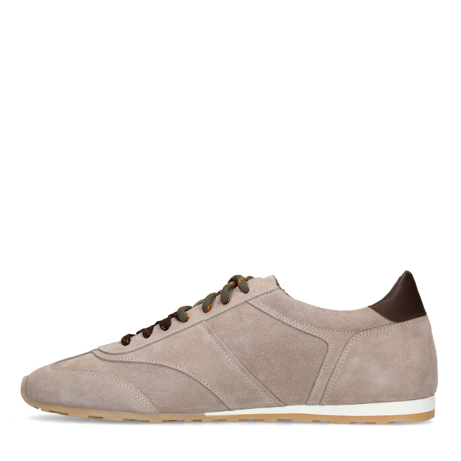 Grijze suède sneakers met dubbele veters